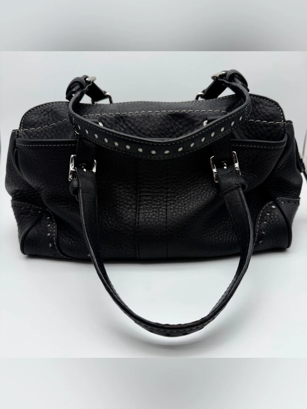 COACH Hampton Black Pebbled Leather Handbag Shoulder Bag Y2K Vintage